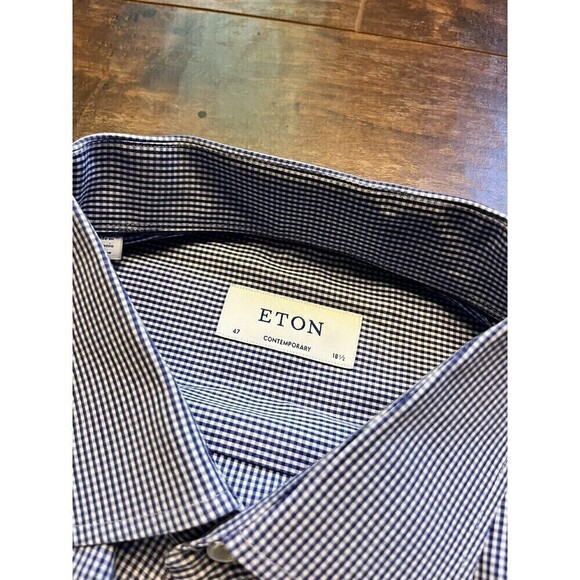 Eton Mens Button Up Casual Contemporary Dress Shirt Size 47 18.5 - Picture 2 of 7